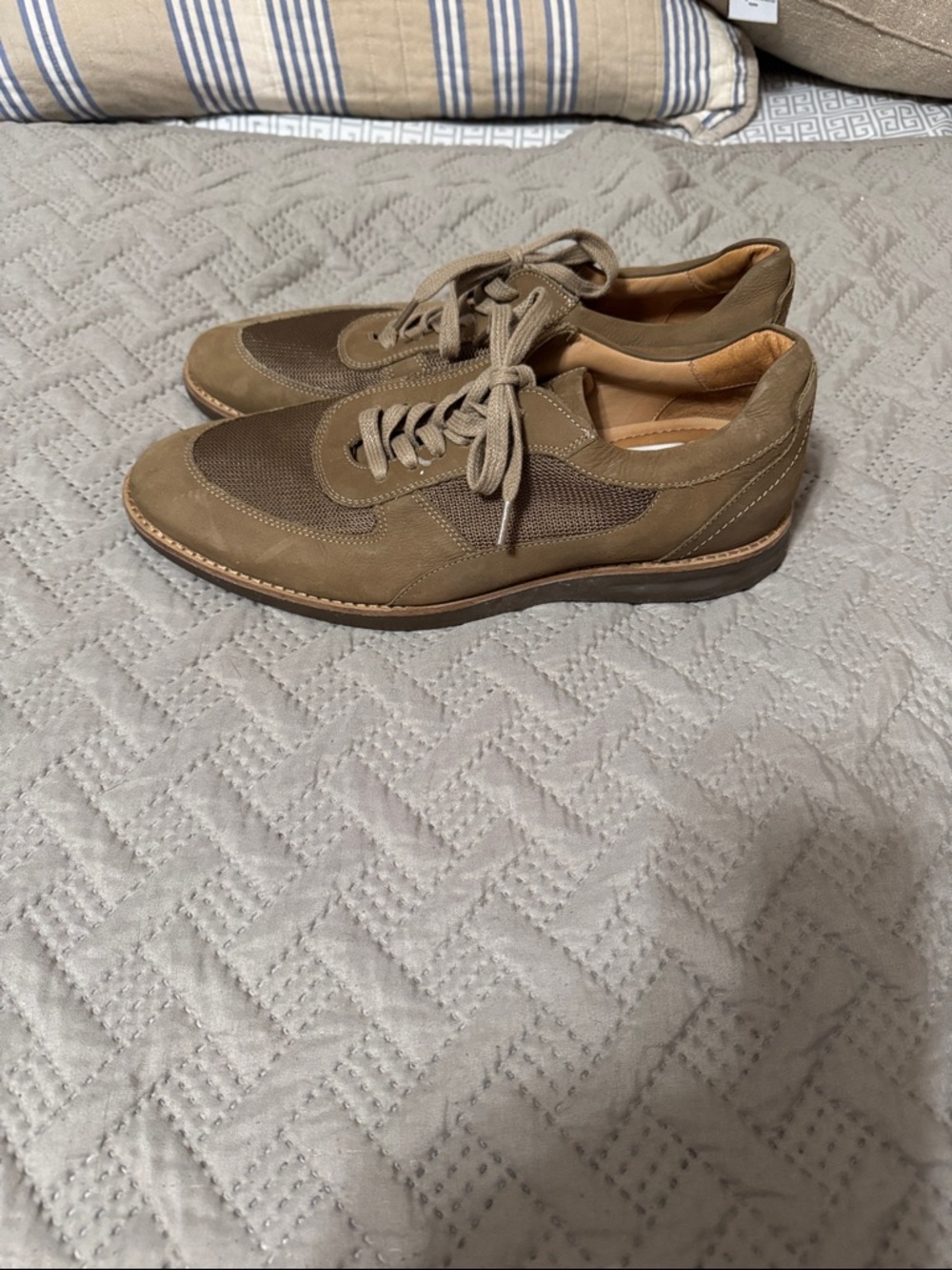 Men's Taupe Lace-Up Derby with Mixed Suede and Mesh
